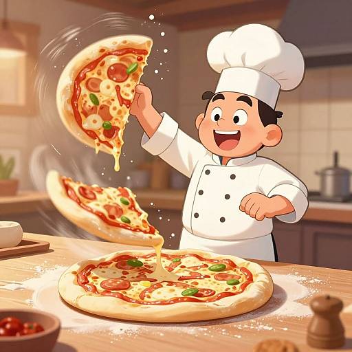 Animated Pizza Dough Toss Cartoon