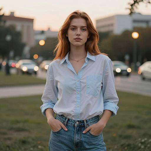 Confident Woman in Golden Hour Park
