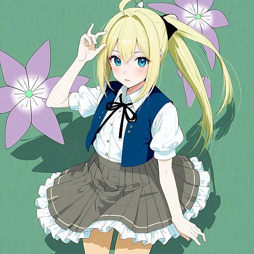 Illustration of Amano soraha, assault lily in the style of Zen (kamuro)