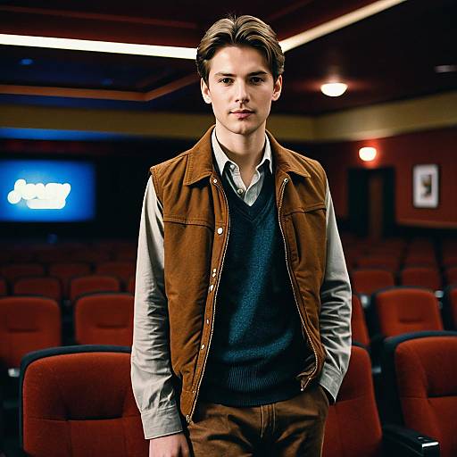 Young man in casual outfit at movie theater