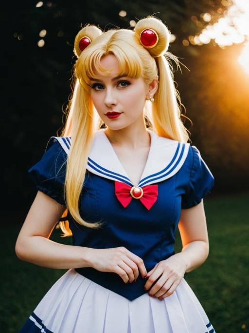 Woman in Sailor Moon Cosplay Costume