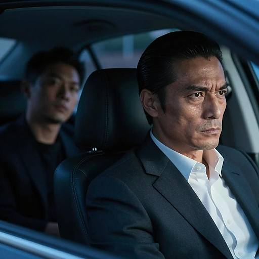 Mysterious Portrait in Dim Car Lighting