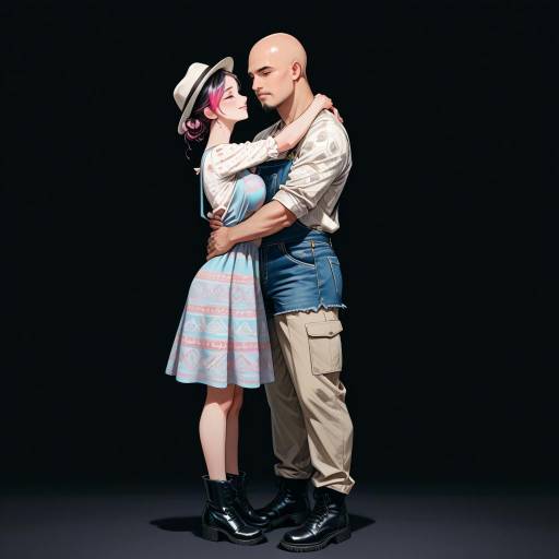 Playful Couple Pose on Dark Background Playful Couple Pose on Dark Background