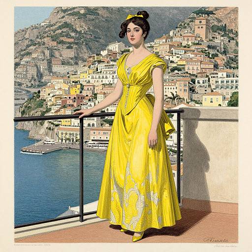 Vintage Amalfi Woman in Yellow Dress