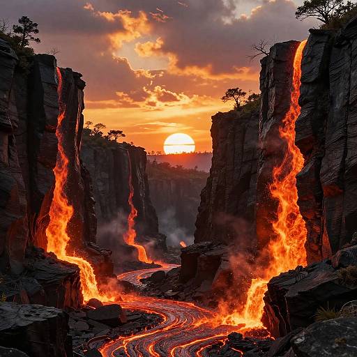 Molten Ravine with Fiery Lava Sparks