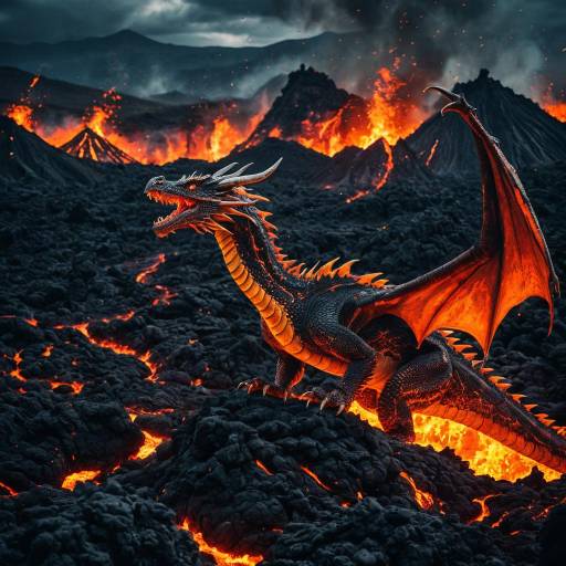 Ancient Dragon in Molten Lava Fields Ancient Dragon in Molten Lava Fields
