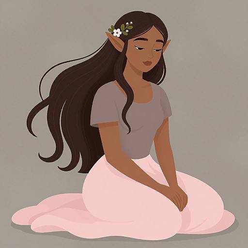 Serene Fantasy Elf Woman Illustration