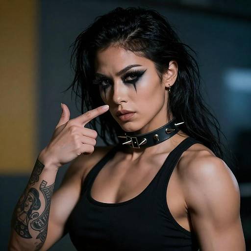 Muscular Woman with Wild Hair Portrait