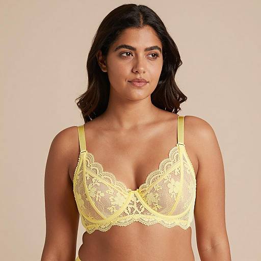 Portrait of a Woman in Yellow Lace Bra