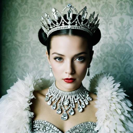 Elegant Woman Wearing Diamond Tiara and Jewelry