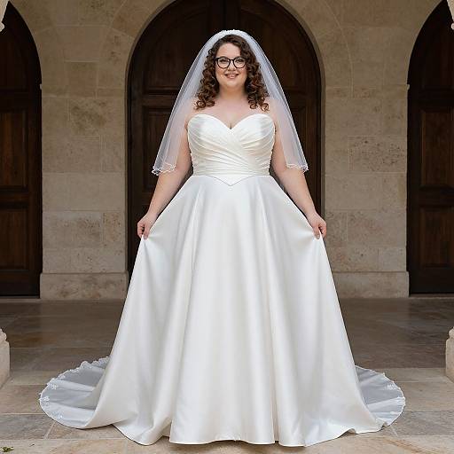 Confident Plus-Sized Bride in Satin Dress