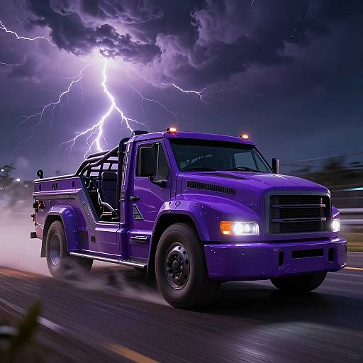 Purple Storm Truck Racing Lightning Night