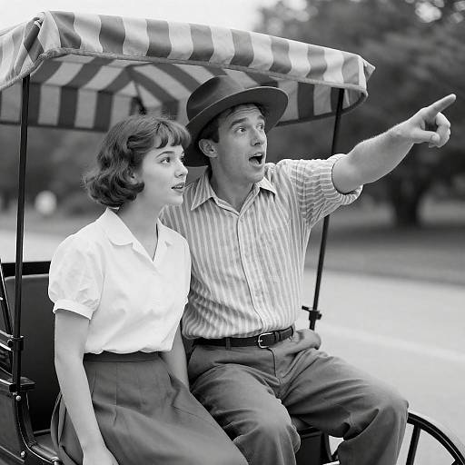 Vintage Black-and-White Carriage Moment