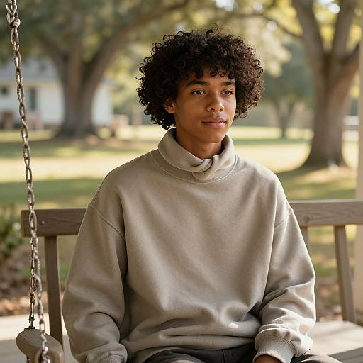Cozy Morning on Rustic Porch Swing