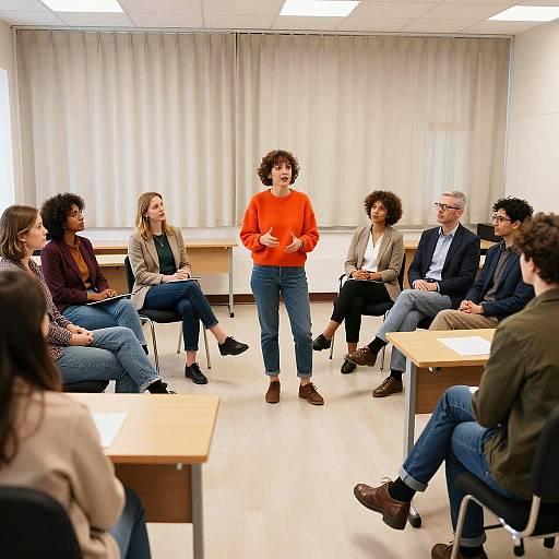 Facilitator Leading Diverse Discussion Circle