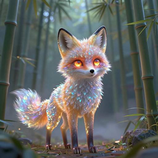 Spectral Fox in Twilight Bamboo Grove
