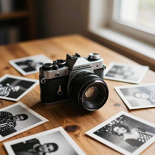 Vintage Camera with Nostalgic Photos