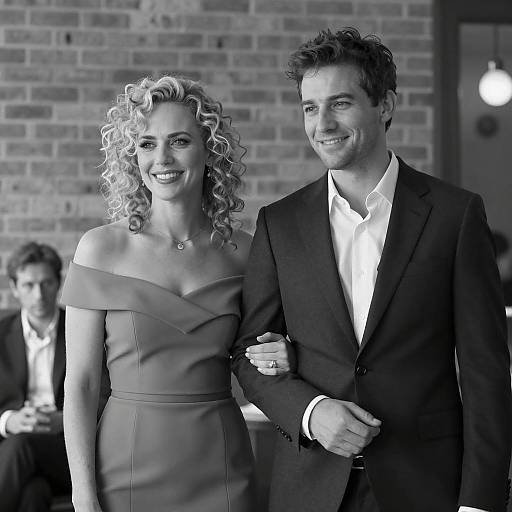 Elegant Couple in Formal Attire Indoors