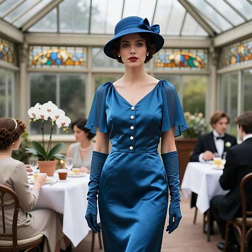1920s Sapphire Tea Dress Greenhouse Party