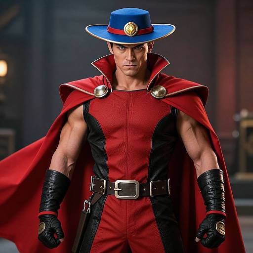 Muscular Hero in Dramatic Costume
