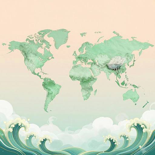 Psychedelic Cloudscape with Mystical Animals