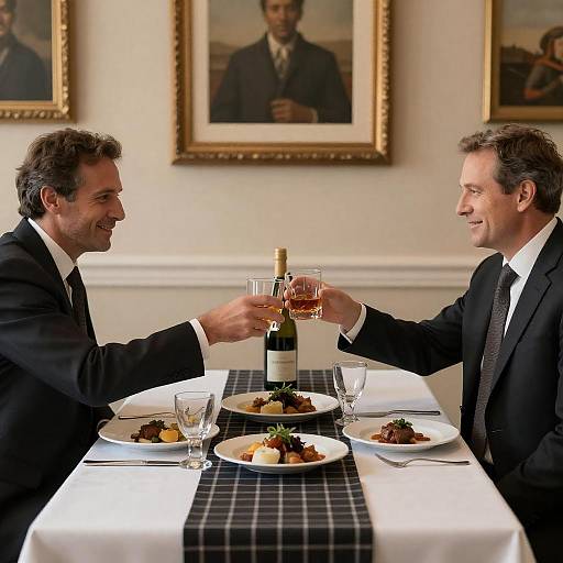 Formal Whiskey Toast Between Colleagues