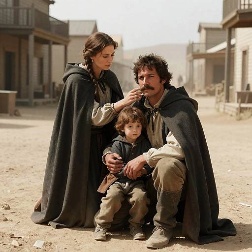 Sunlit Western Family Portrait Scene