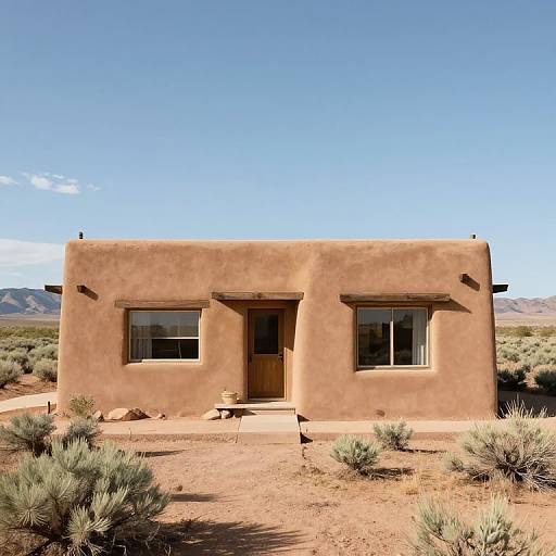 Small Adobe Home in Desert Landscape