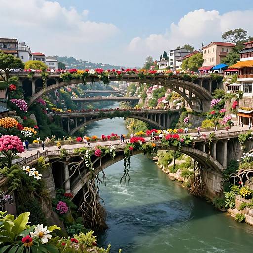 Gravity-Defying Flowered Bridges