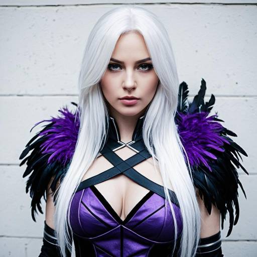 Woman in Fantasy Cosplay Costume with White Hair