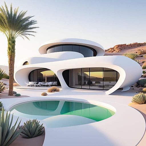 Futuristic Villa with Desert Landscape Futuristic Villa with Desert Landscape