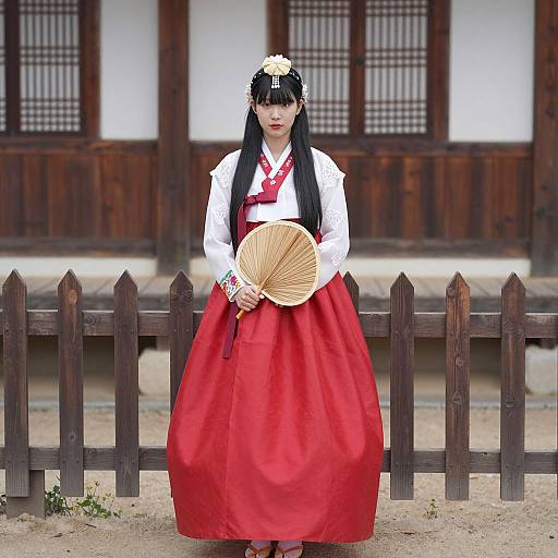 Traditional Korean Hanbok Outdoors Portrait