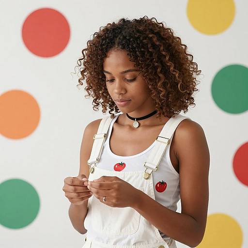 Young Black Woman with Colorful Polka Dots