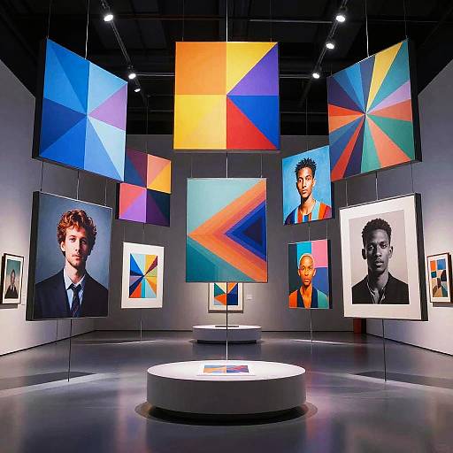 Futuristic AI Art Gallery Showcase