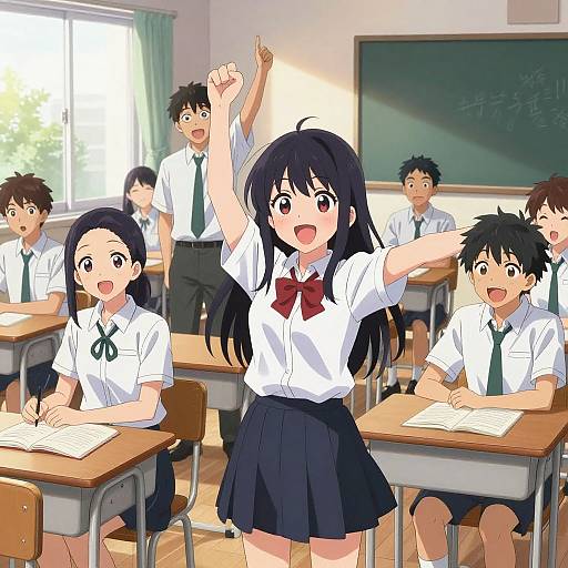 Lively Anime School Scene