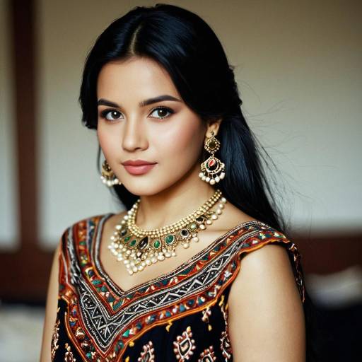 Woman in Traditional Ethnic Wear with Jewelry