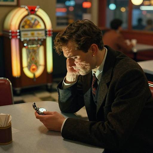 Solitary Reflection in Busy Diner