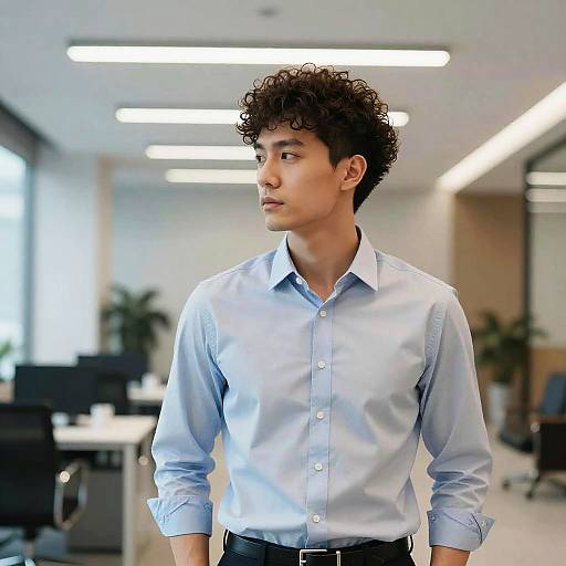 Curly Mohawk in Modern Office