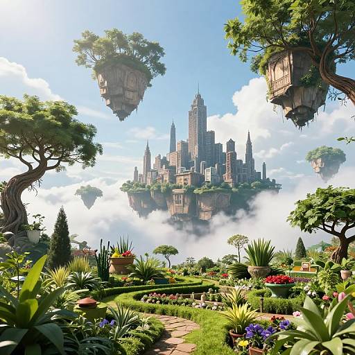 Skyward Garden with Floating Trees