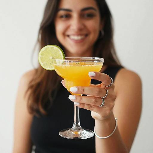 Smiling Woman with Bright Cocktail