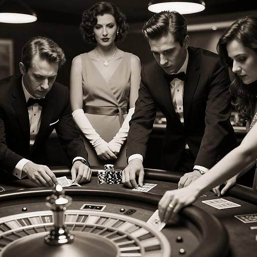 Vintage Casino Scene in Sepia Tone