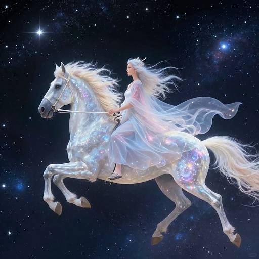 Celestial Rider Galloping Through Cosmos