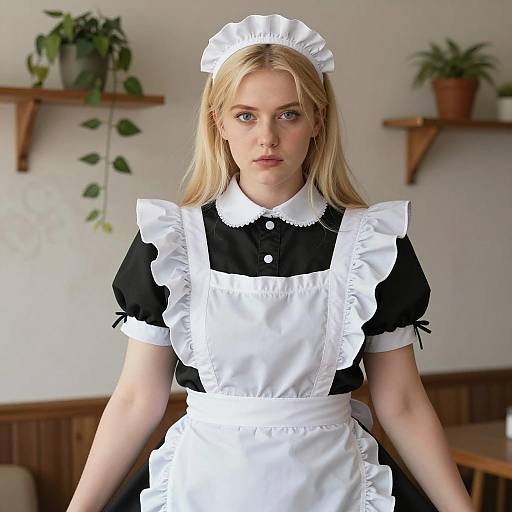 Elegant French Maid Portrait with Details