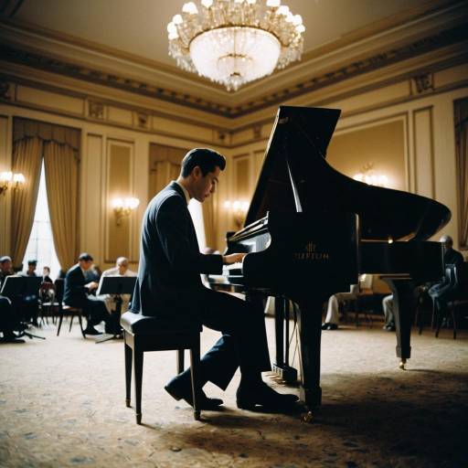 Jazz Pianist Performing in Elegant Ballroom