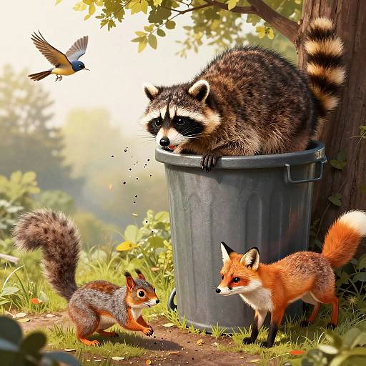 Mischievous Wildlife in Playful Scene