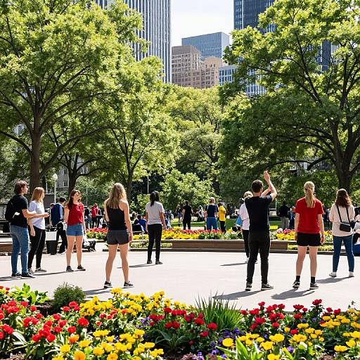 Vibrant Urban Park Scene with People