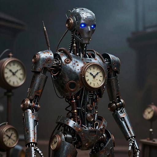 Russian Cyberpunk Robot of Rusted Clocks