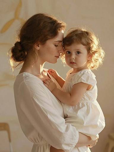 Tender Mother and Daughter Embrace