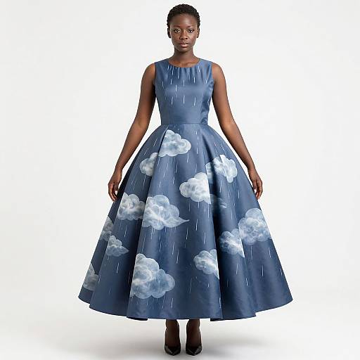 Black Woman in Cloud and Rain Inspired Dress