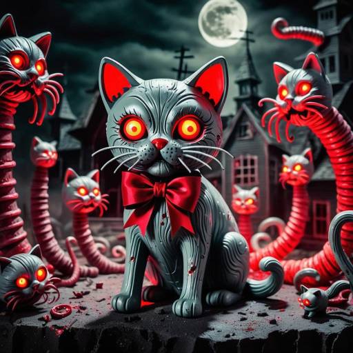 Creepy Surreal Nightmare with Haunting Toy Cat
